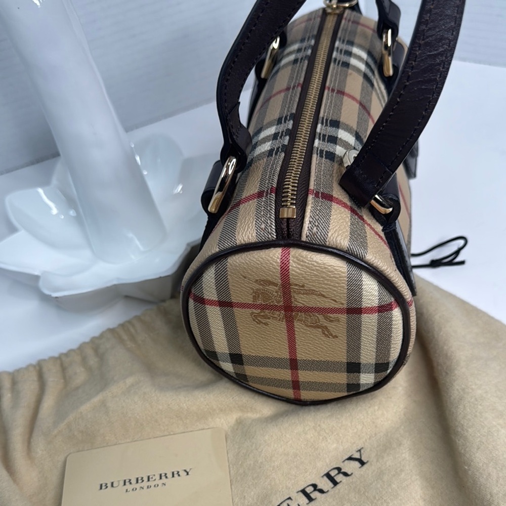 BURBERRY HAYMARKET CHECK BARREL HANDBAG - Picture 7 of 16